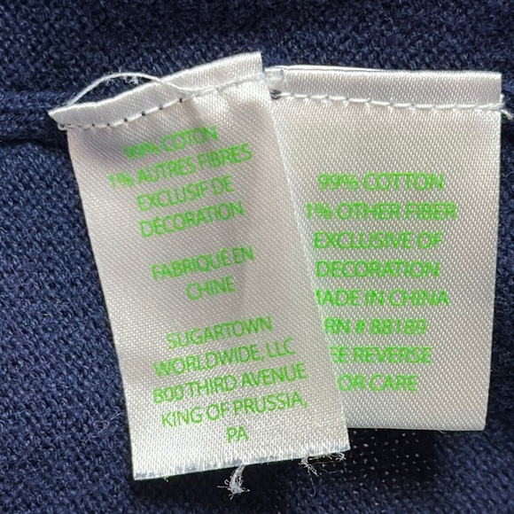 Lilly Pulitzer Navy Pineapple Roselle Embroidered Cotton Knit Sweater Size Large - Picture 5 of 5